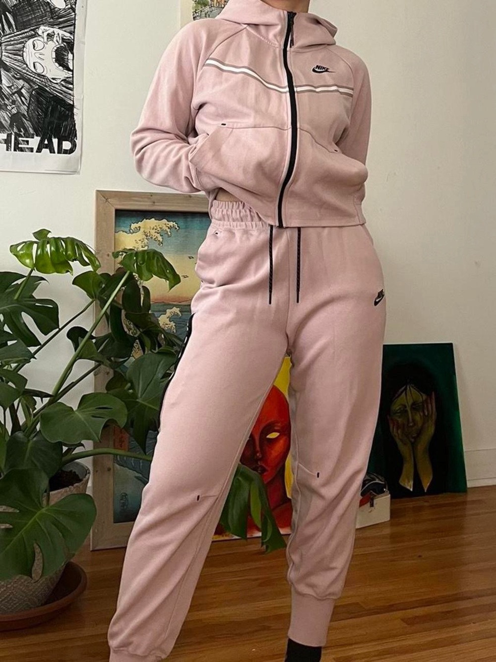 Women’s Nike Tech Pink Zip Hoodie & Jogger Set